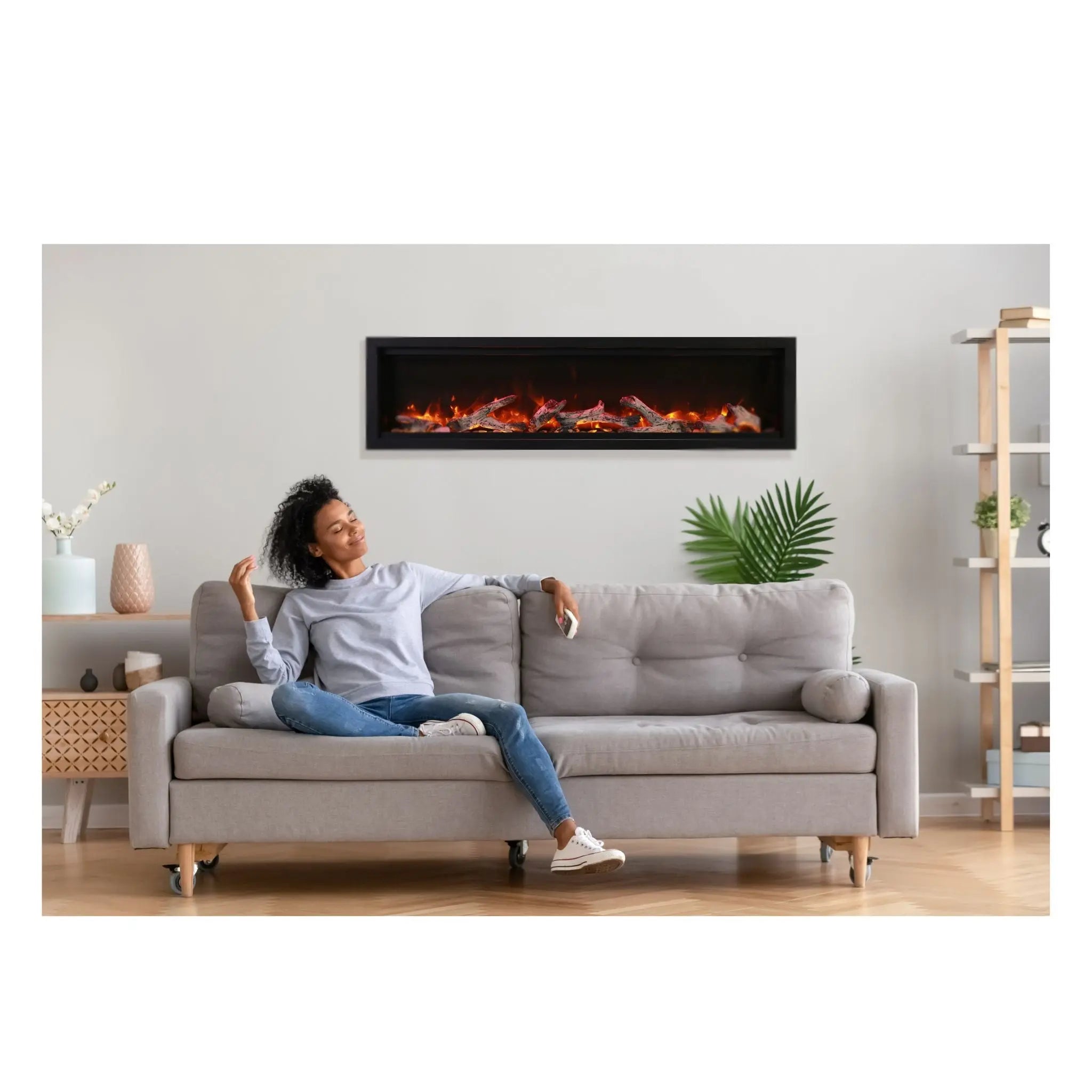 Amantii Symmetry Bespoke 100″ Indoor / Outdoor Electric Fireplace Amantii