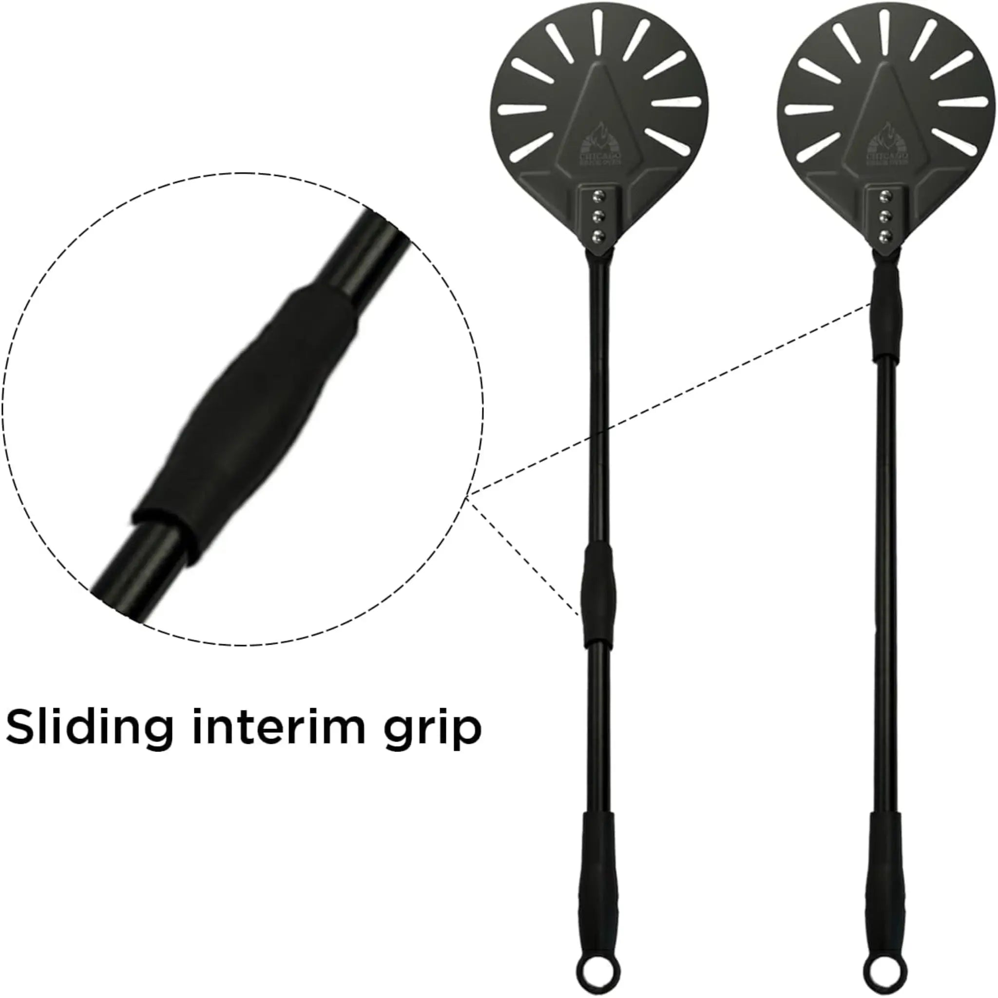 Turning Perforated Pizza Peel – 7" Blade, 35" Handle |Premium Pizza Oven Accessory - NovaHaven