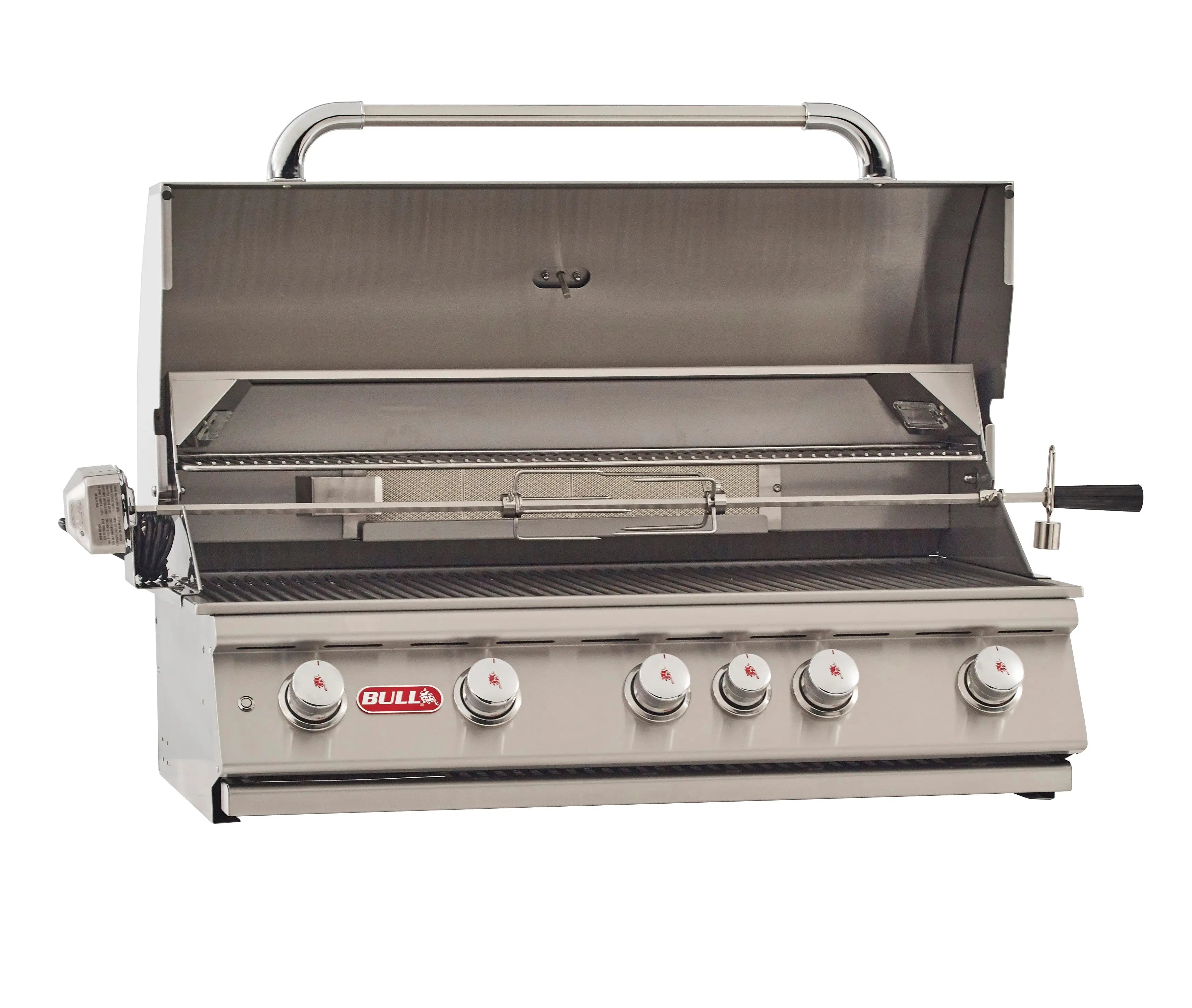 Bull Brahma 38-Inch 5-Burner Built-In Gas Grill With Rear Infrared Burner & Rotisserie Kit Designing Backyards