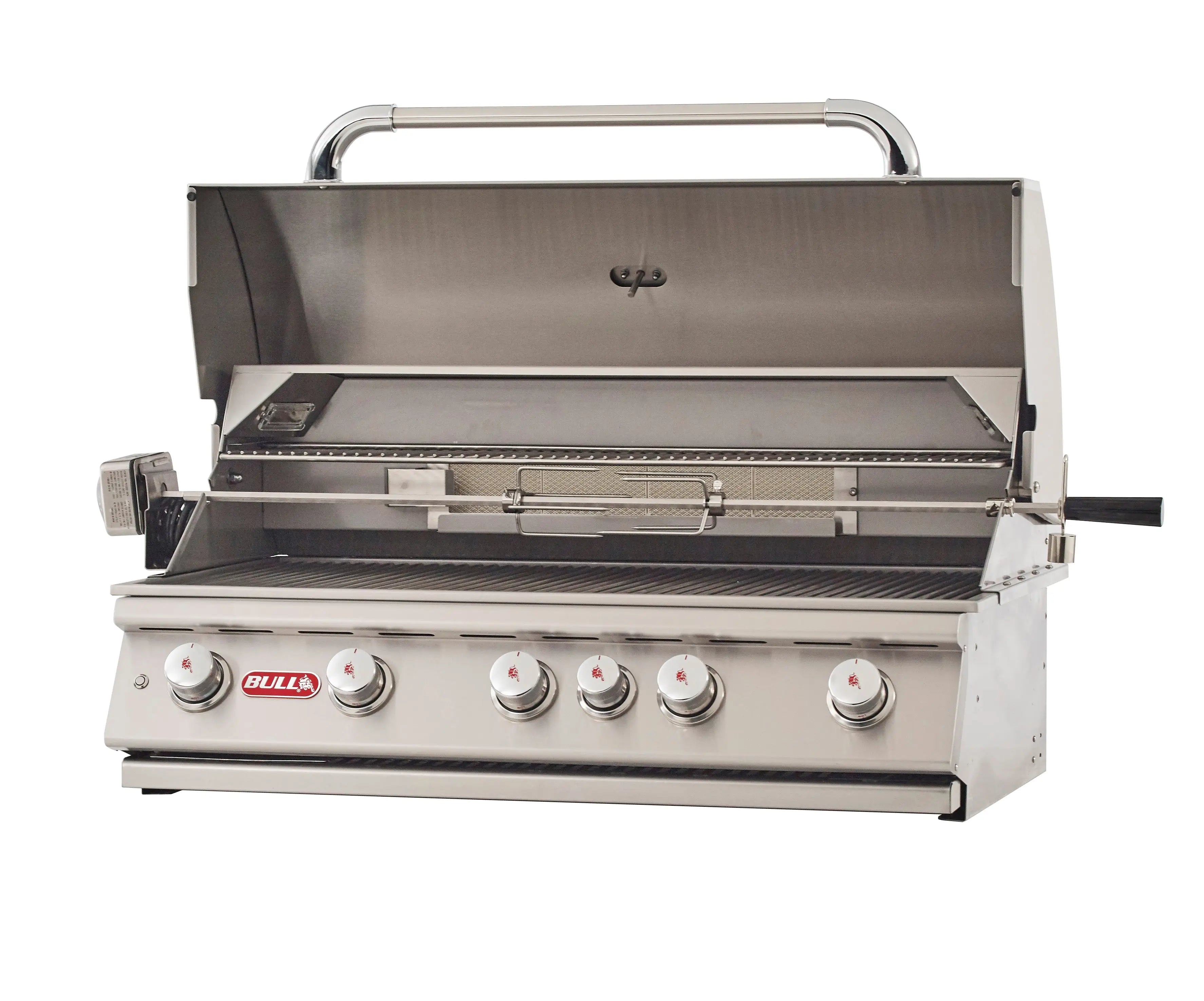 Bull Brahma 38-Inch 5-Burner Built-In Gas Grill With Rear Infrared Burner & Rotisserie Kit Designing Backyards