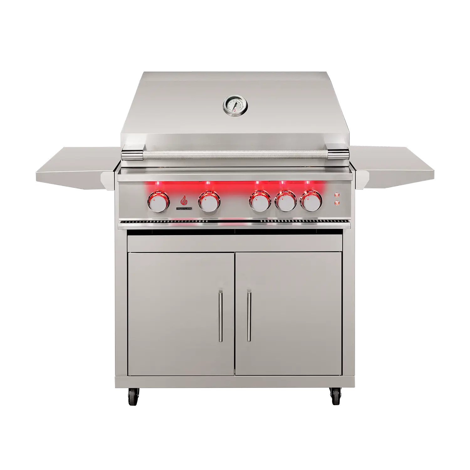TrueFlame 32-Inch 4-Burner Freestanding Gas Grill with Rear Infrared Burner and Grill Lights Designing Backyards