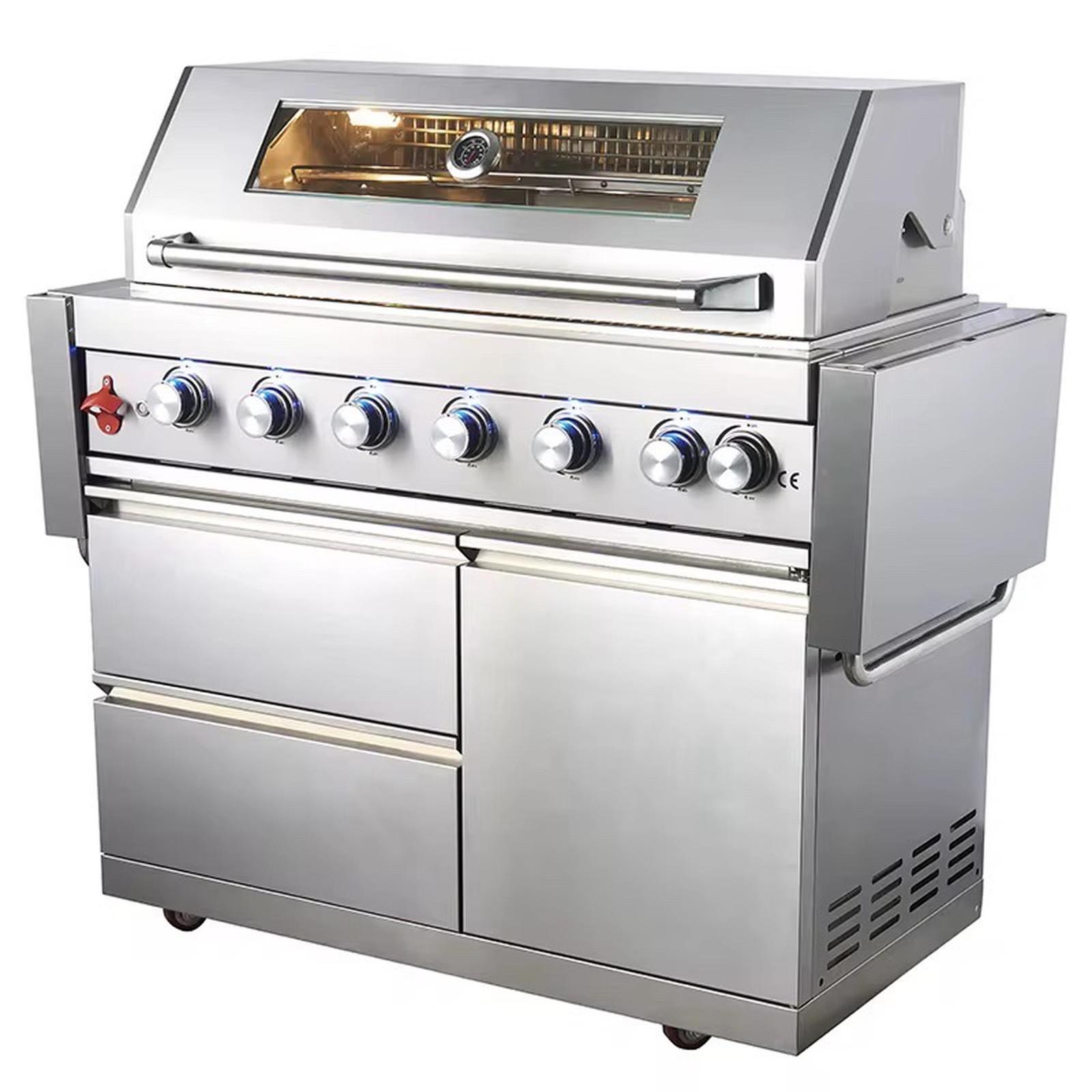 Luxury 6‑Burner 304 Stainless Steel Gas Grill with Side Burner & Infrared Back Burner