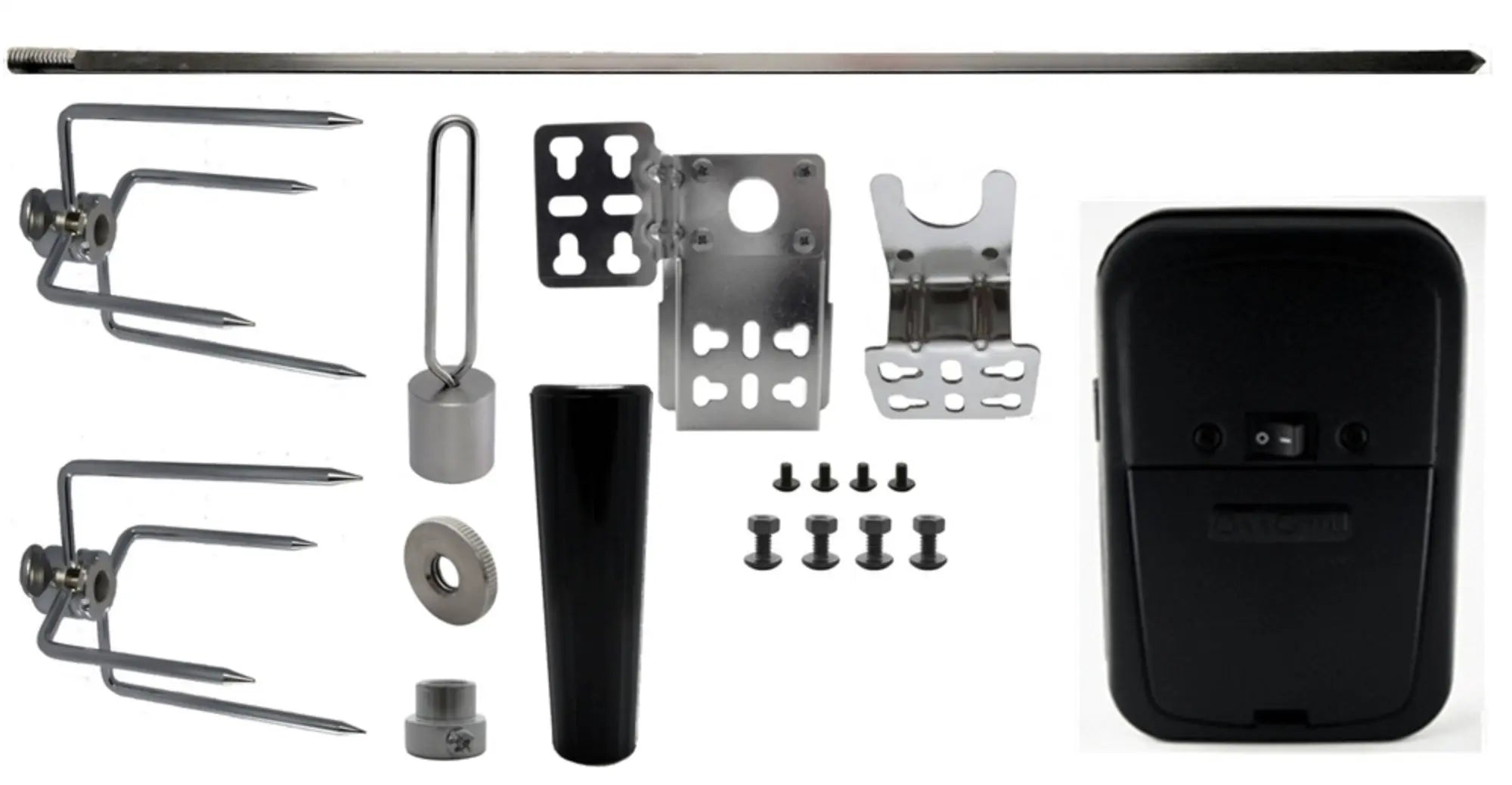 Extra Rotisserie Cordless Motor, Spit, Forks and Bracket Kit. Arteflame Outdoor Grills