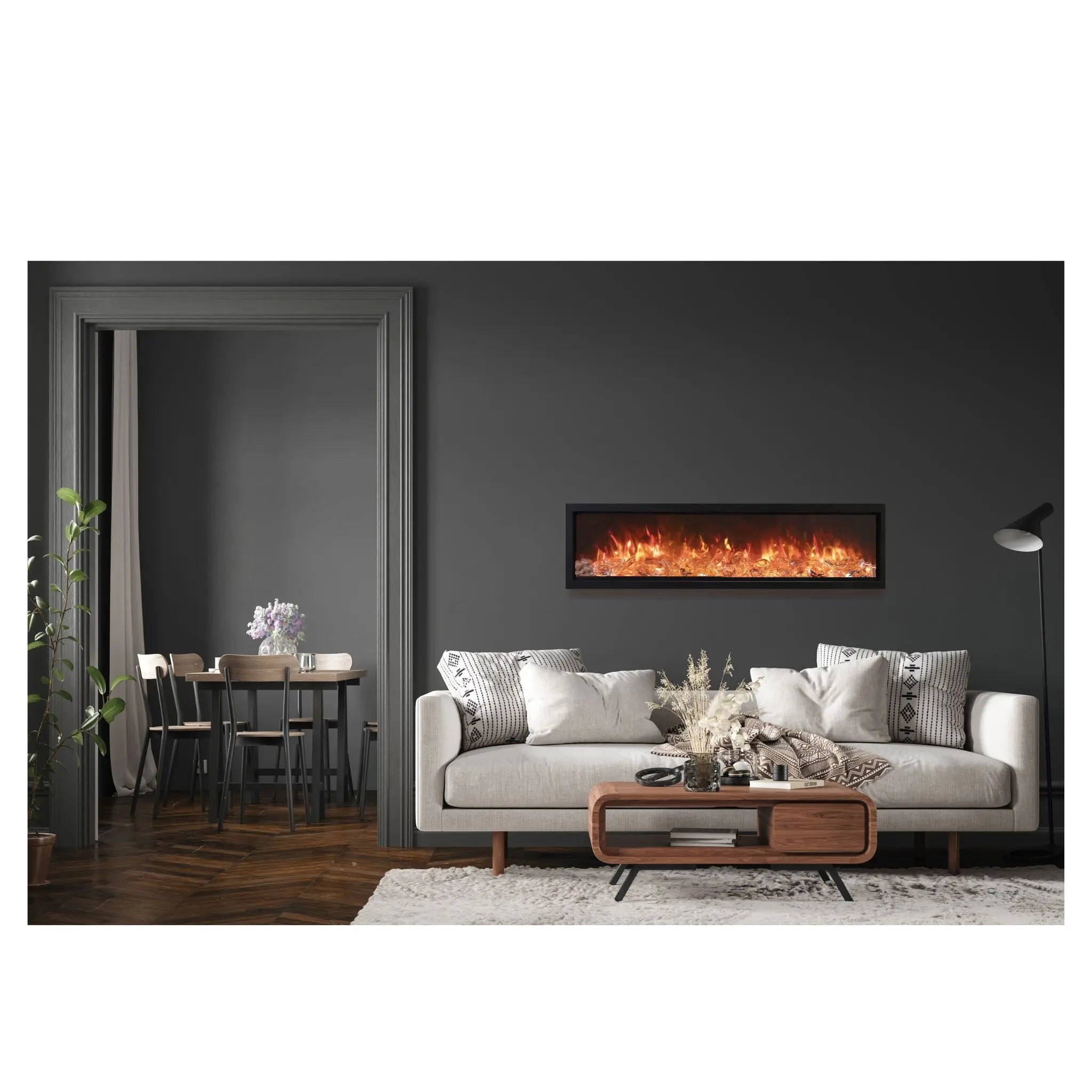 Amantii Symmetry Bespoke 100″ Indoor / Outdoor Electric Fireplace Amantii