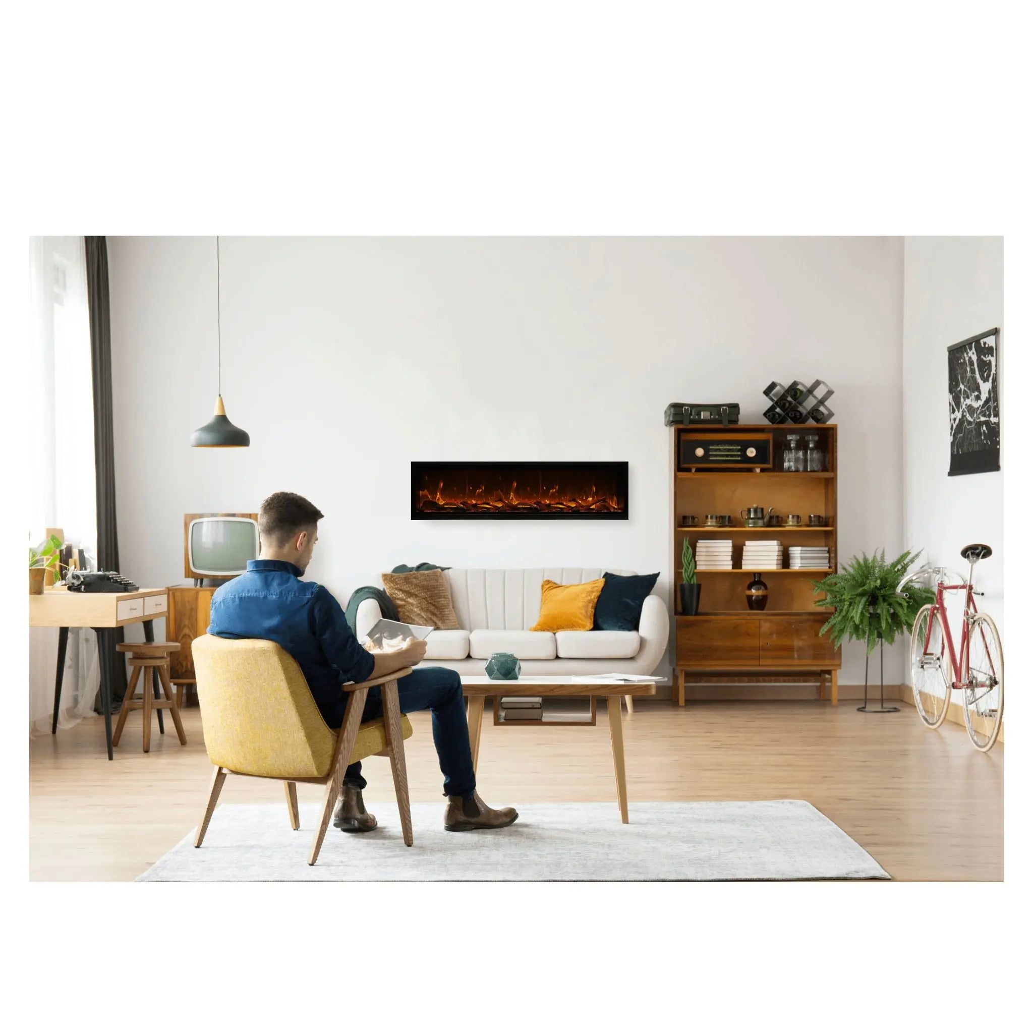 Amantii Symmetry Xtra Tall Bespoke 100″ Indoor / Outdoor Electric Fireplace Amantii