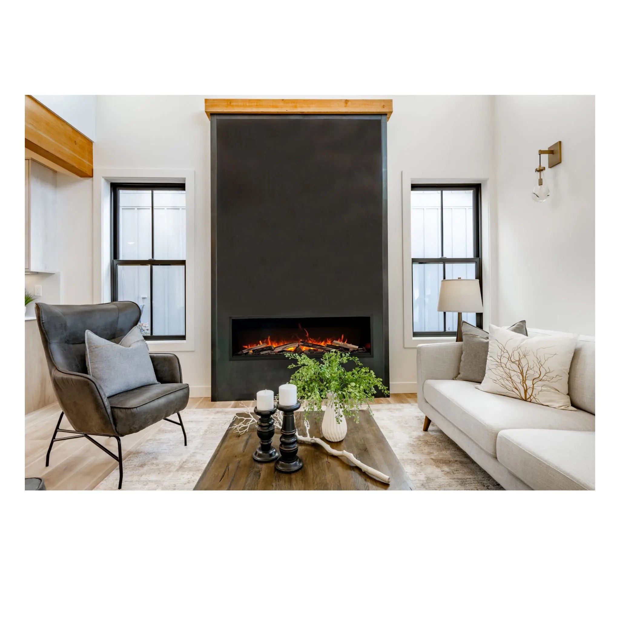 Amantii Symmetry Xtra Tall Bespoke 100″ Indoor / Outdoor Electric Fireplace Amantii