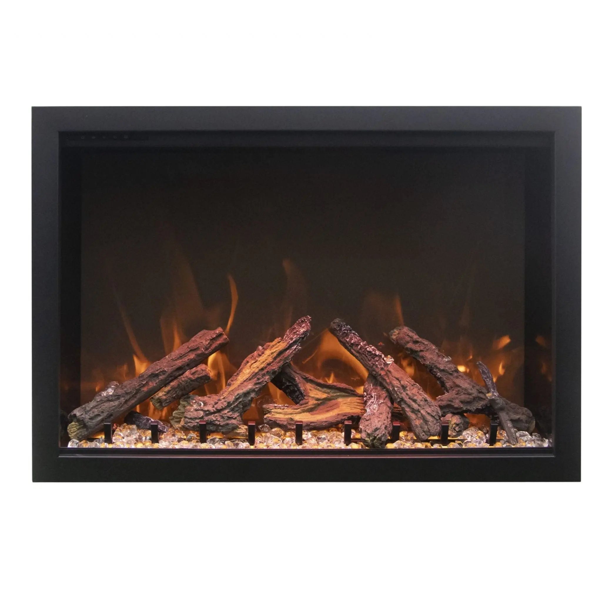 Amantii TRD Bespoke electric fireplace insert with realistic flames for indoor and outdoor installation