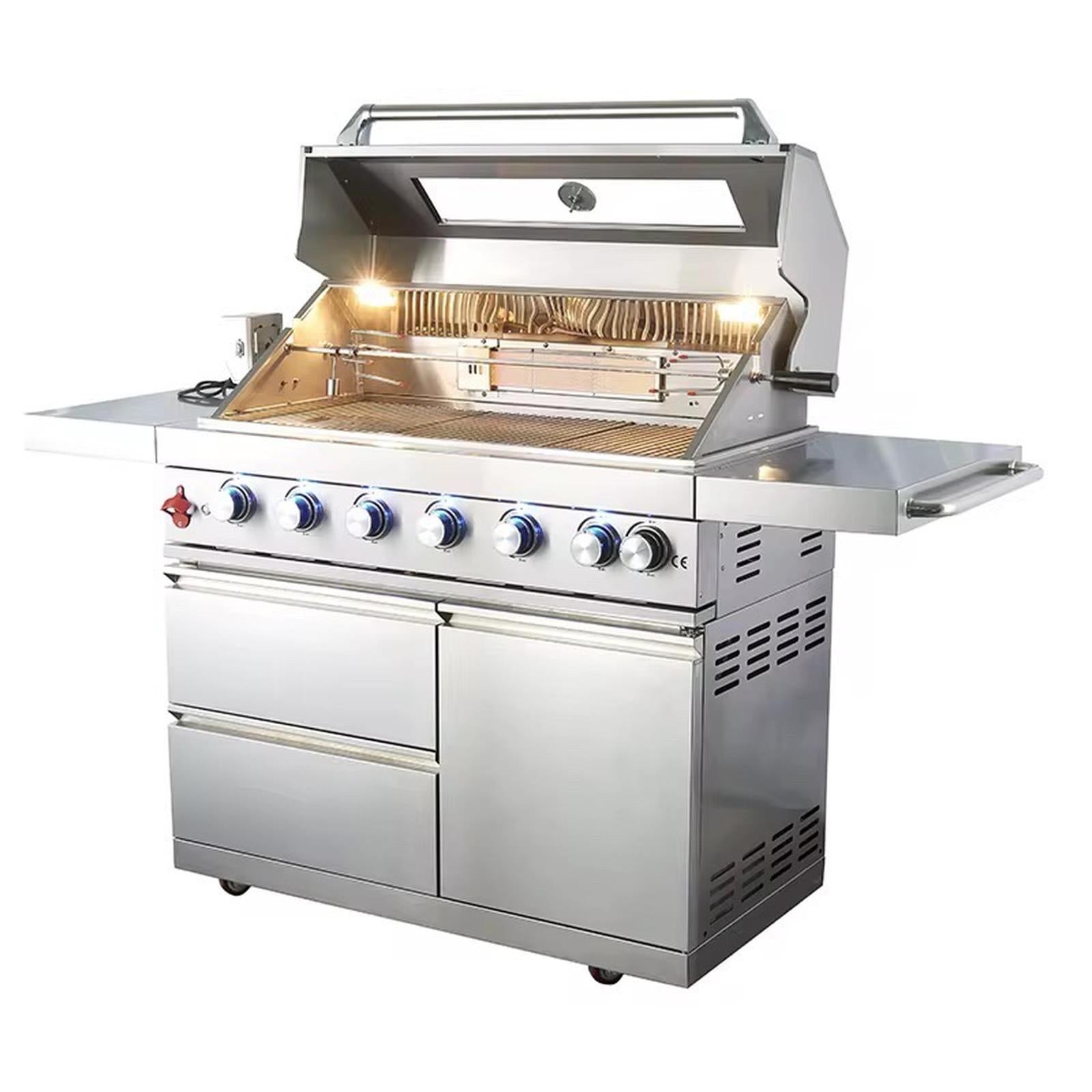 Luxury 6‑Burner 304 Stainless Steel Gas Grill with Side Burner & Infrared Back Burner