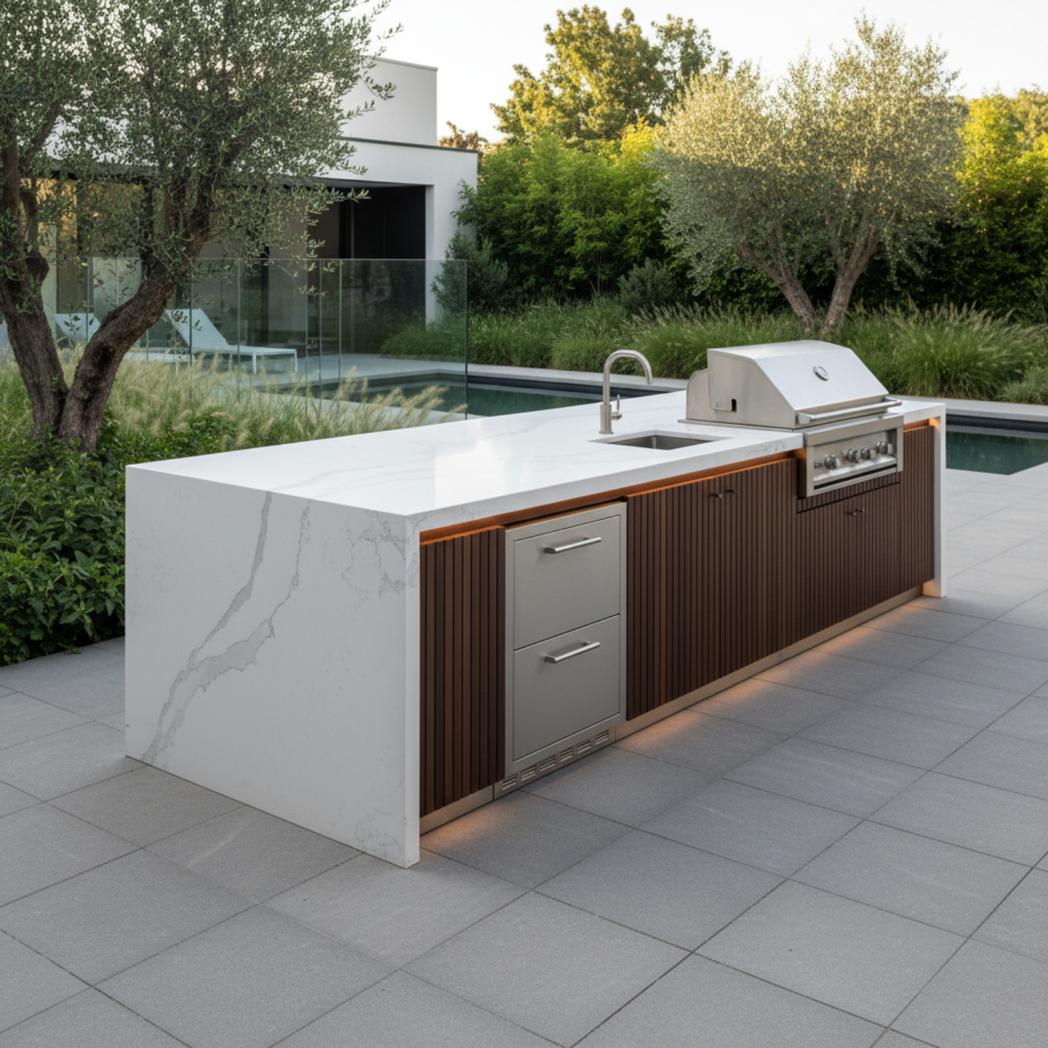 LUXURY OUTDOOR KITCHEN AND ISLAND