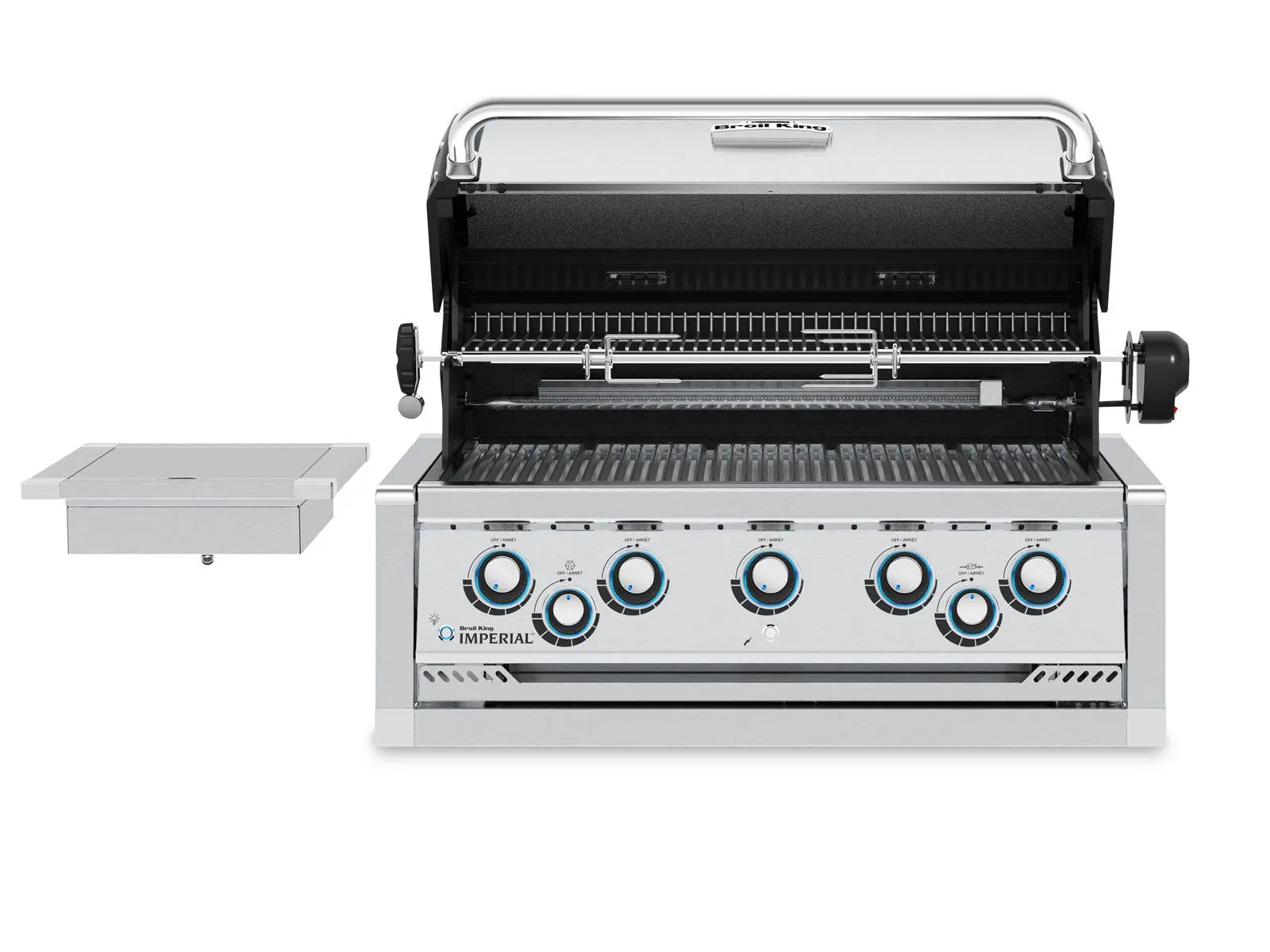 Broil King 9-Foot Outdoor Kitchen Island with Imperial S 590i 5-Burner Gas Grill, Rotisserie, Side Burner & Refrigerator Designing Backyards