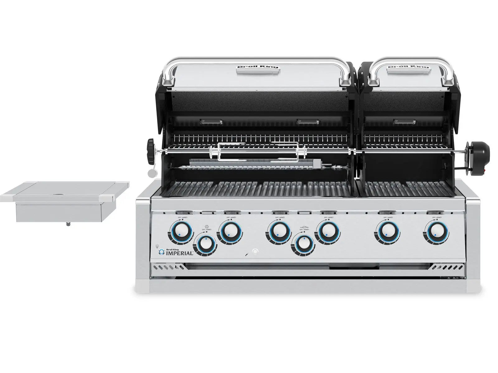 Broil King 9 3/4-Foot Outdoor Kitchen Island with Imperial S 690i 6-Burner Gas Grill, Rotisserie, Side Burner & Refrigerator Broil King