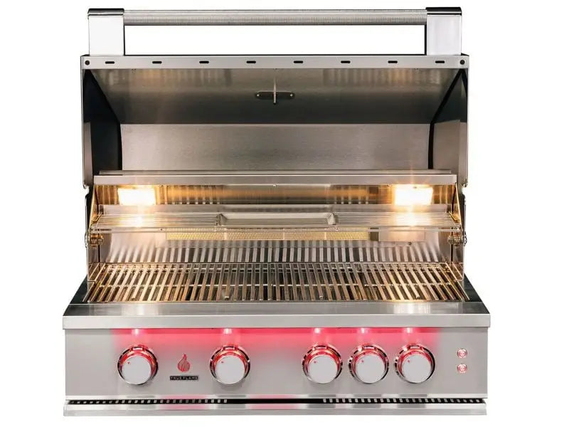 TrueFlame 32-Inch 4-Burner Built-In Grill with Rear Infrared Burner and Grill Lights Designing Backyards