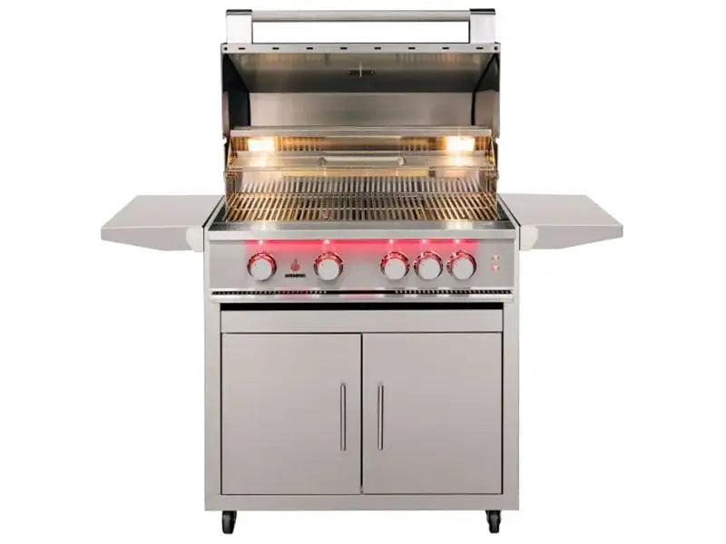 TrueFlame 32-Inch 4-Burner Freestanding Gas Grill with Rear Infrared Burner and Grill Lights Designing Backyards