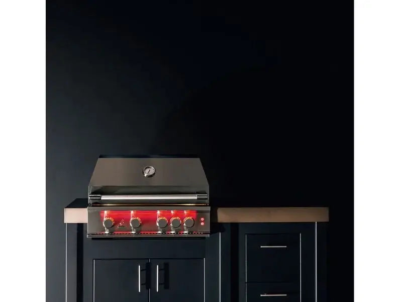 TrueFlame 32-Inch 4-Burner Built-In Grill with Rear Infrared Burner and Grill Lights Designing Backyards