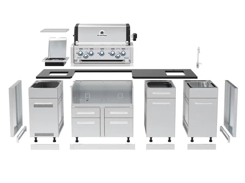 Broil King 8-Foot Outdoor Kitchen Island with Imperial S 590i 5-Burner Gas Grill, Rotisserie & Side Burner Broil King