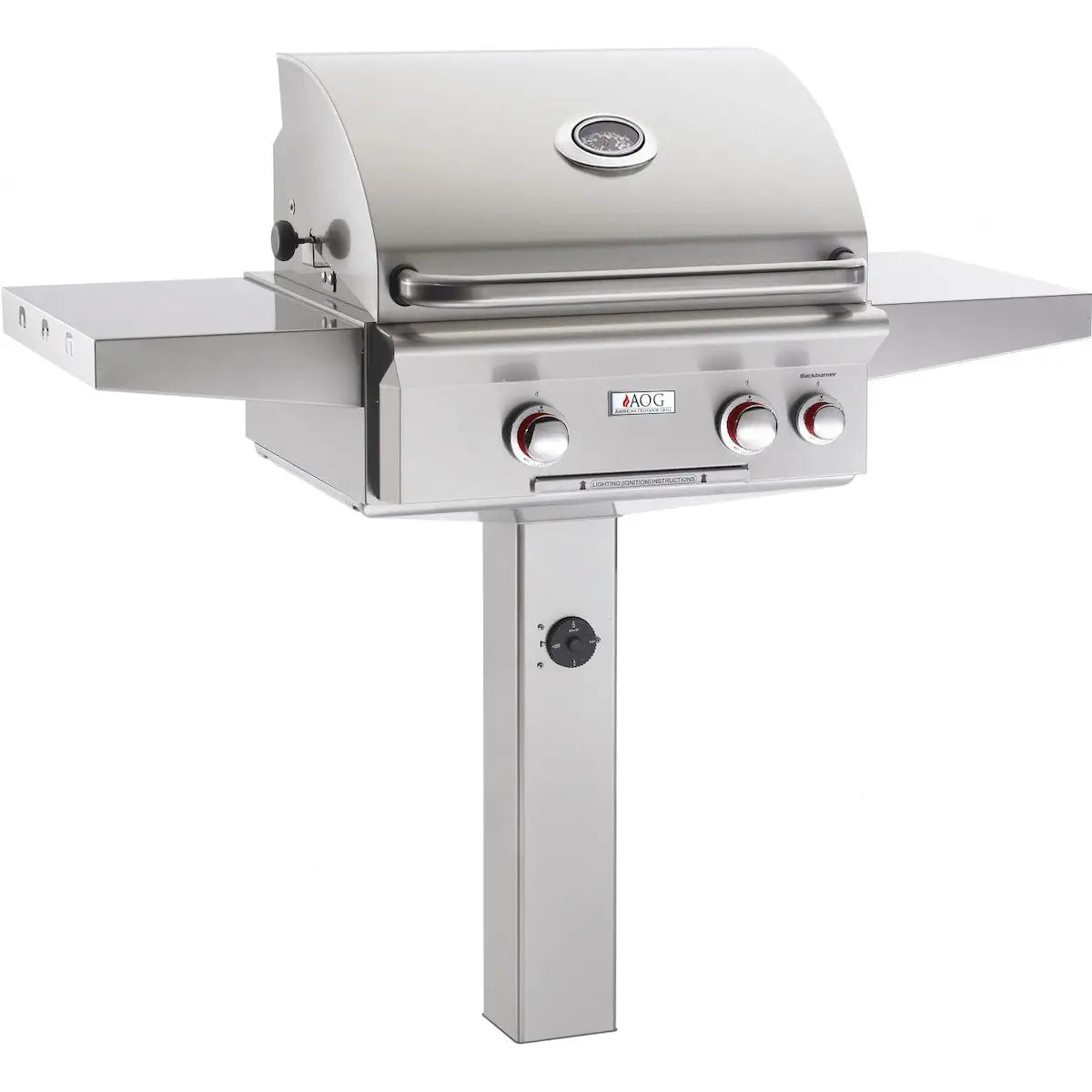 American Outdoor Grill T-Series 24-Inch 2-Burner Gas Grill on In-Ground Post With Rotisserie Backburner Designing Backyards