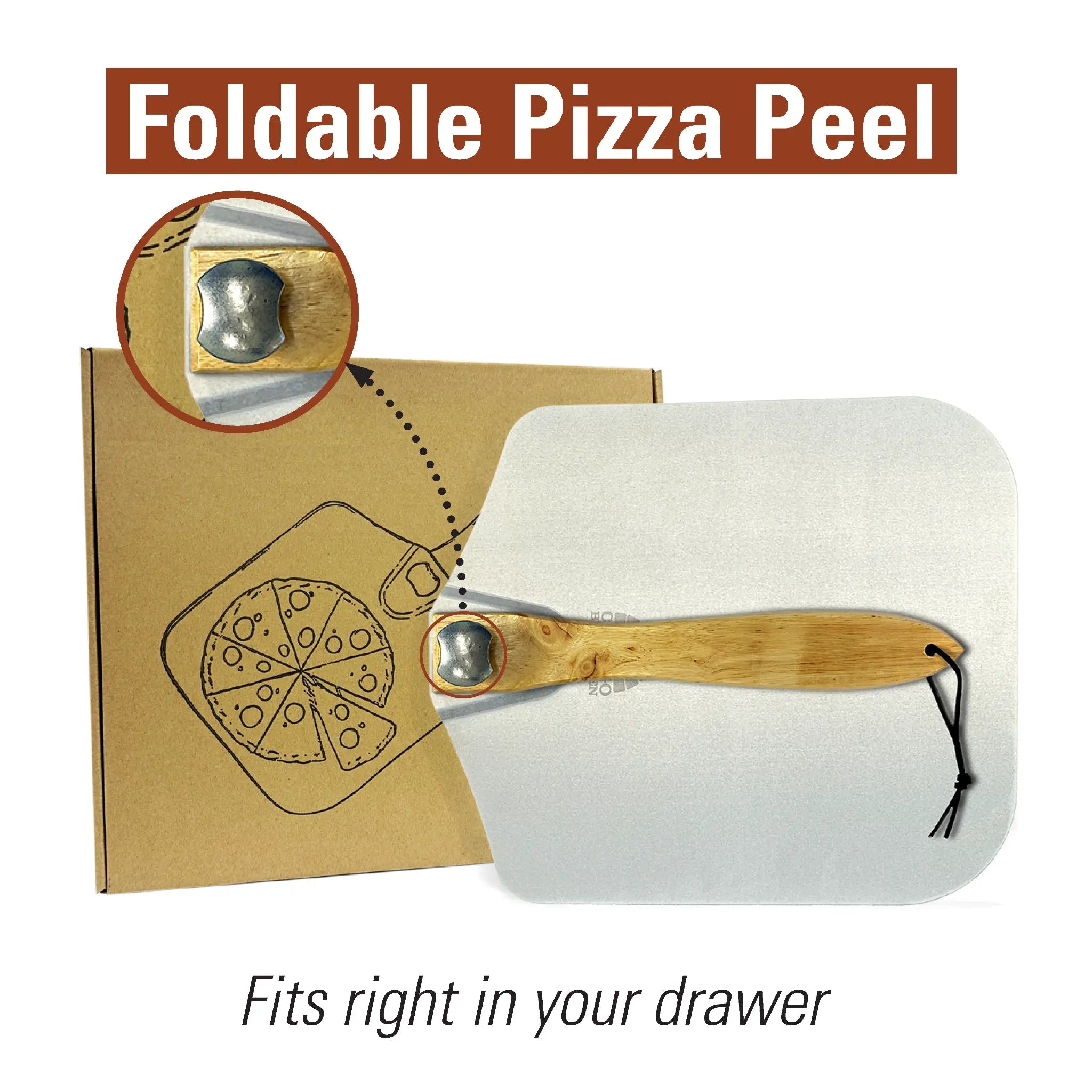 Chicago Brick Oven Aluminum Pizza Peel 12" x 14" with Foldable Wooden Handle – 25" - NovaHaven