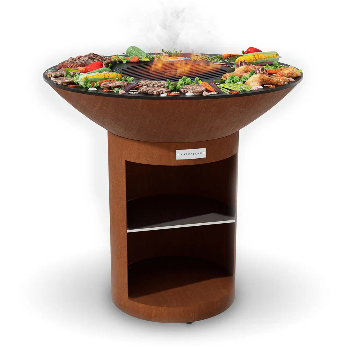 Arteflame Classic 40″ — Storage Base Flat-Top Grill & Fire Bowl (CORTEN Steel) - NovaHaven