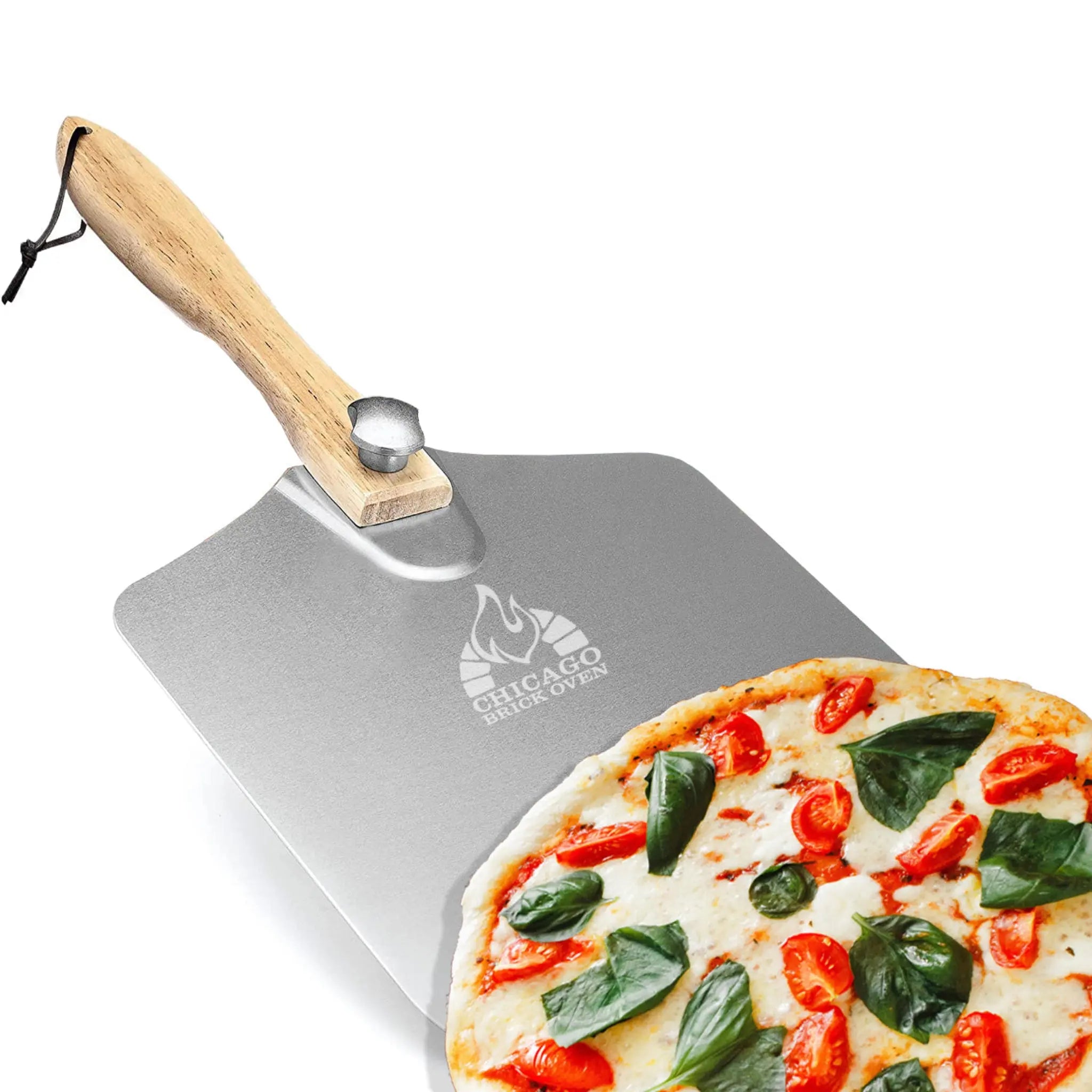 Chicago Brick Oven Aluminum Pizza Peel 12" x 14" with Foldable Wooden Handle – 25" - NovaHaven