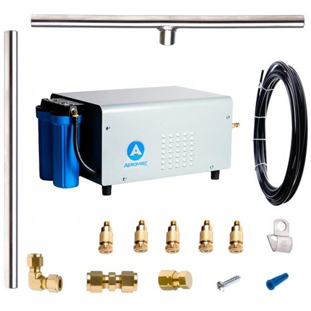 Patio Mist Cooling System – 70 Brass Nozzles / Stainless‑Steel Pump