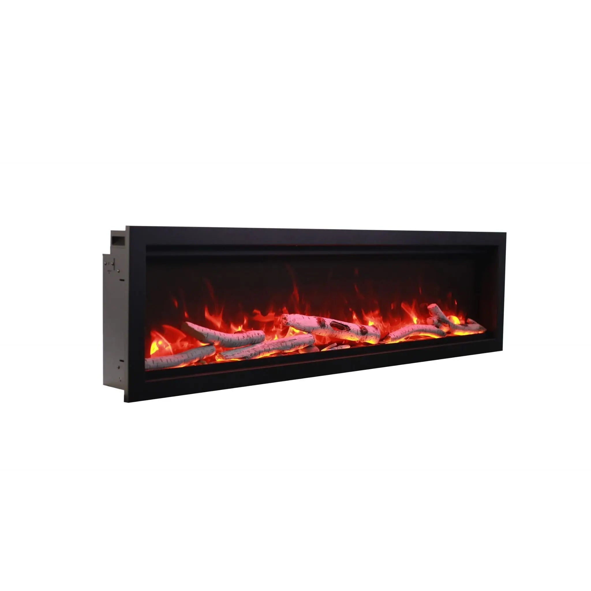 Amantii Symmetry Bespoke electric fireplace with clean face design and customizable flame presentation Outdoor and Indoor
