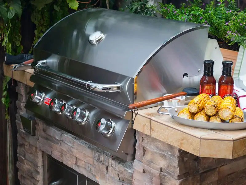 Bull Angus 30-Inch 4-Burner Built-In Gas Grill With Rear Infrared Burner & Rotisserie Kit Designing Backyards