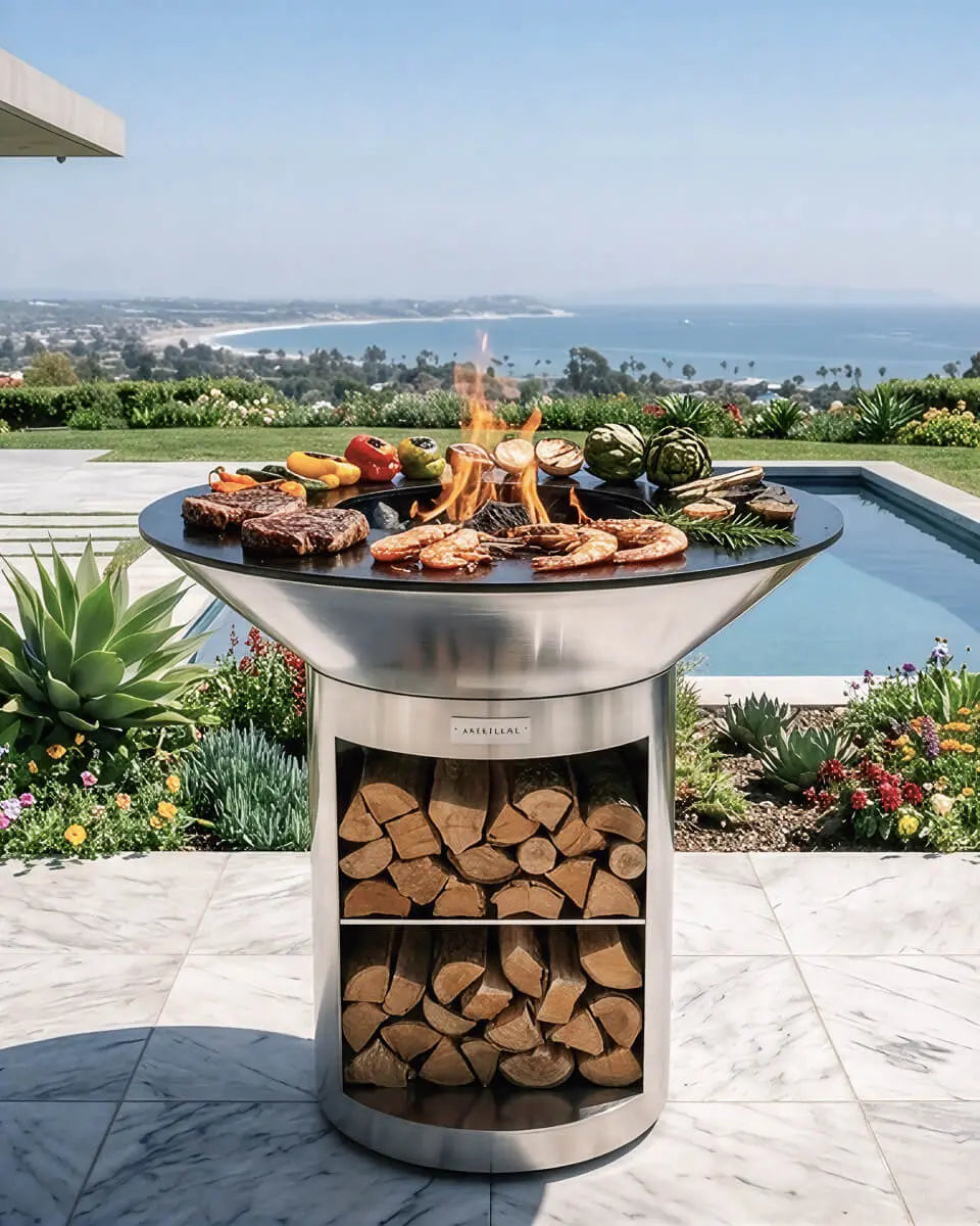 Arteflame 40″ Platinum Series — Stainless Fire Bowl Flat-Top Grill with Storage Base - NovaHaven