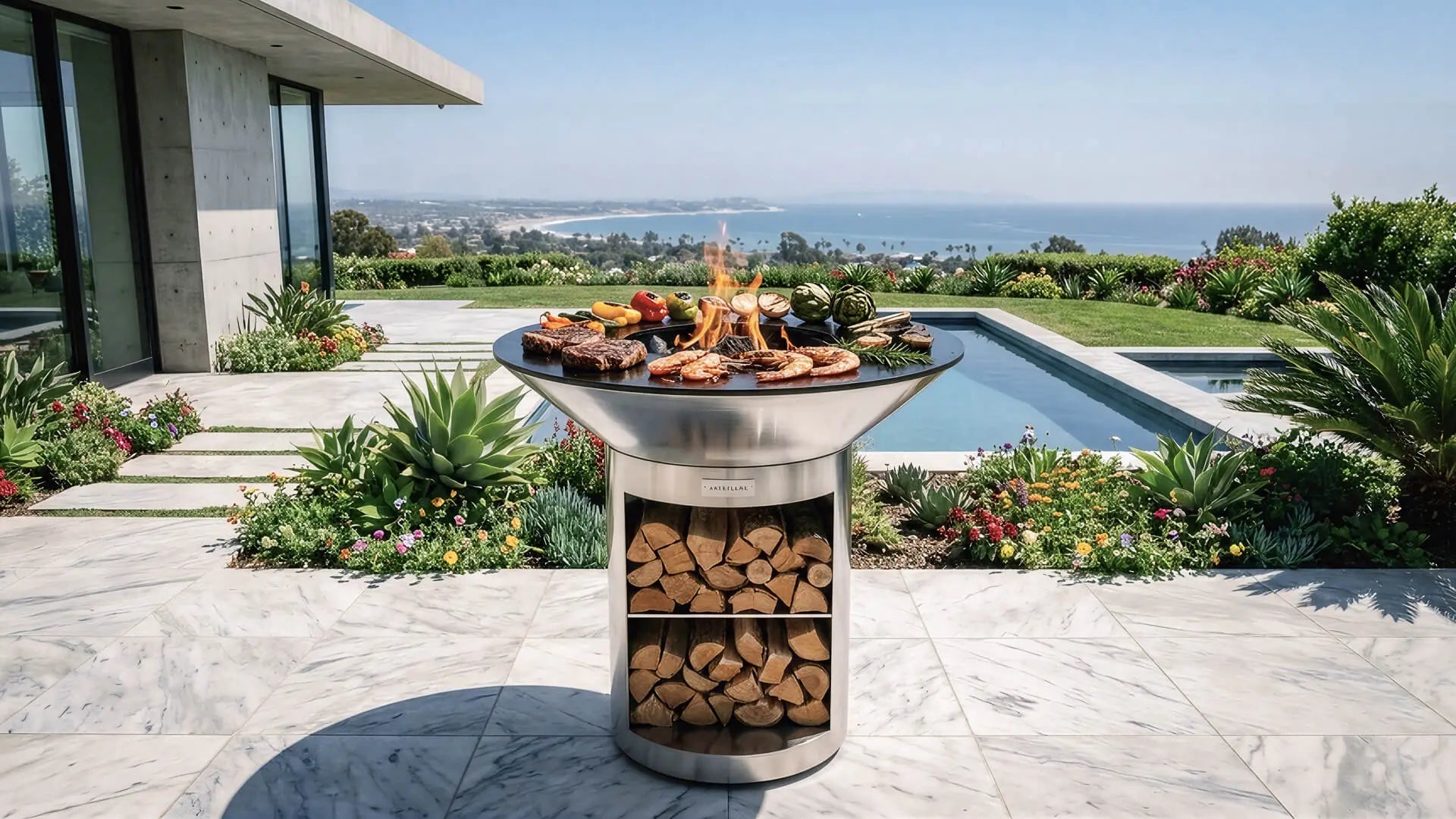 Arteflame 40″ Platinum Series — Stainless Fire Bowl Flat-Top Grill with Storage Base - NovaHaven