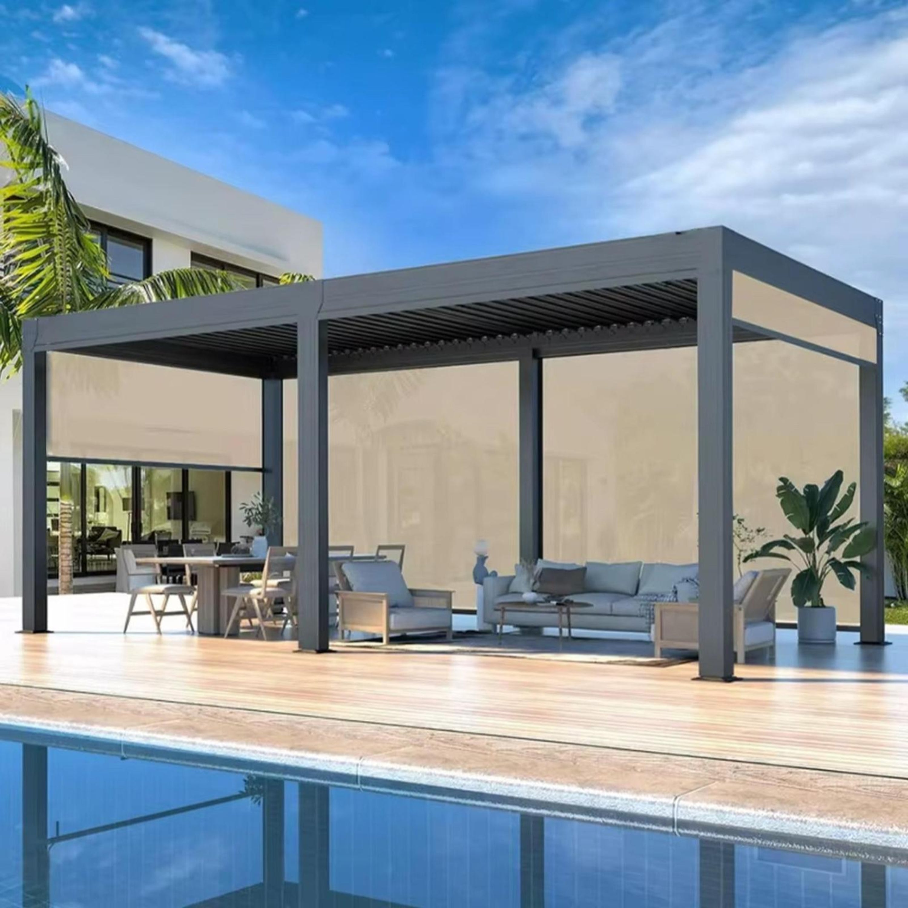 Ming Chen Motorized Louvered Aluminium Pergola (Bioclimatic Canopy, IP‑67)