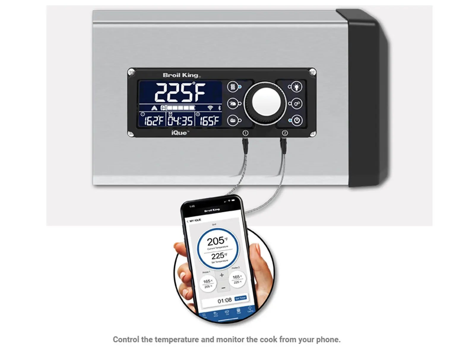 Broil King 9-Foot Outdoor Kitchen Island with Imperial QS 590i 5-Burner Gas Grill, Rotisserie, Side Burner, Refrigerator & iQue™ Technology Control Broil King