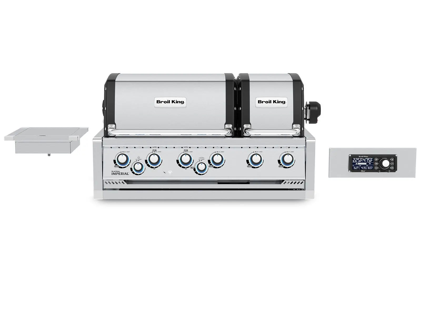 Broil King 9-Foot Outdoor Kitchen Island with Imperial QS 590i 5-Burner Gas Grill, Rotisserie, Side Burner, Refrigerator & iQue™ Technology Control Broil King