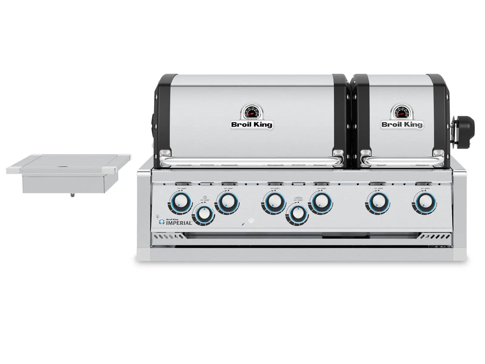 Broil King 9 3/4-Foot Outdoor Kitchen Island with Imperial S 690i 6-Burner Gas Grill, Rotisserie, Side Burner & Refrigerator Broil King