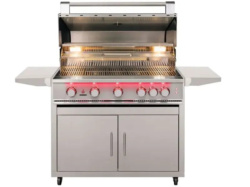 TrueFlame 40-Inch 5-Burner Freestanding Gas Grill with Rear Infrared Burner and Grill Lights TrueFlame